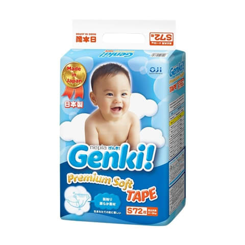 Sauskelnės GENKI! PREMIUM S., S, 4-8kg,72vnt.