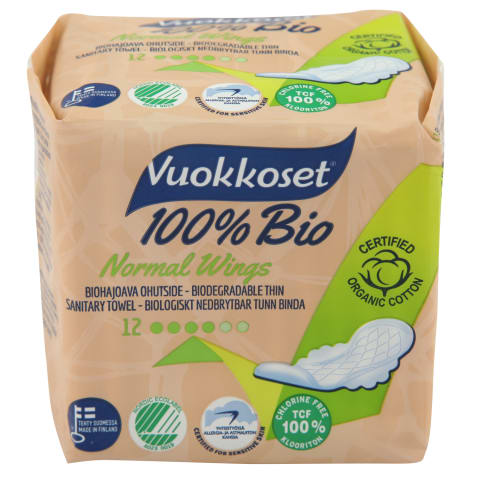 Hügieenisidemed Normal BIO, VUOKKOSET, 12 tk