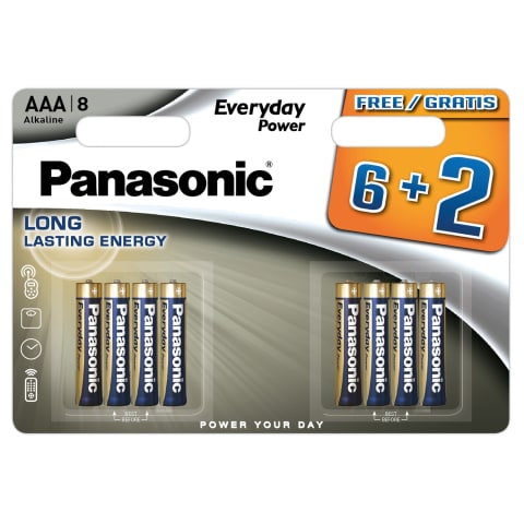 Baterijos PANASONIC LR03EPS/8 (6+2)