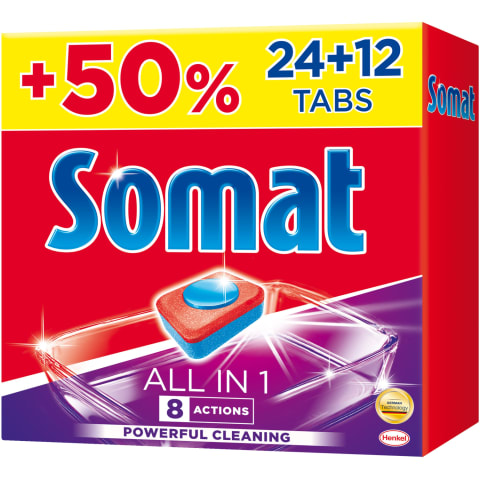 Indapl. tabletės SOMAT ALL IN 1, 24+12 vnt.