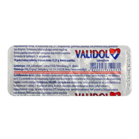 Maisto papildas VALIDOL LUBNYPHARM, 10 vnt.