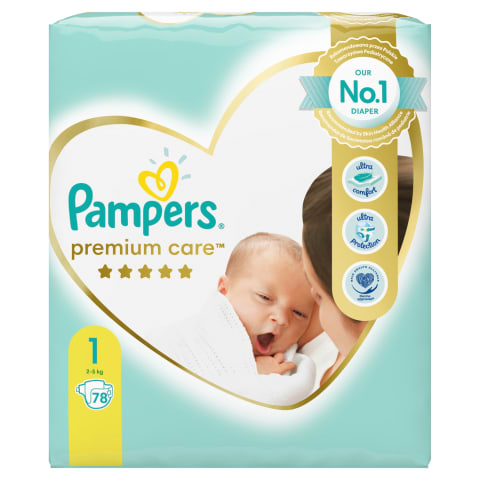 Sausk., PAMPERS PREMIUM CARE 1, 2-5kg, 78vnt.