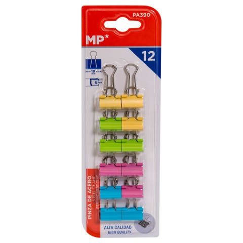 Spalvoti spaustukai BINDER CLIPS, 19mm