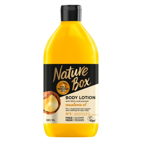 Kūno pienelis NATURE BOX MACADAMIA, 385ml