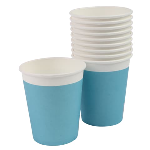 Mėlyni popieriniai puodel. RIMI, 240ml,10vnt.