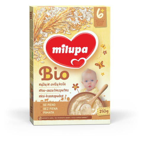 Ryžių ir avižų košė Milupa Bio 6m,250g