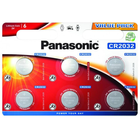 Baterijas Panasonic CR2032 6gab