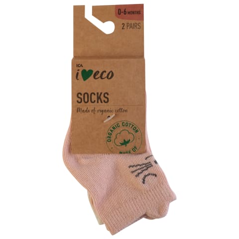 Kūdikių kojinės I LOVE ECO 2 poros 0-6m