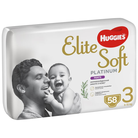 Sausk. HUGGIES ELITE PLATIN 6-10kg 58vnt