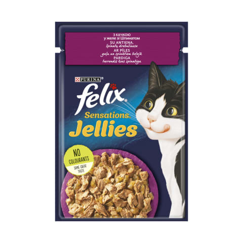 Kaķu konservi Felix Sens. pīle/spinātiem 85g
