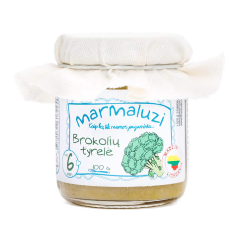 Brokolių tyrelė MARMALUZI 100g, 6 +