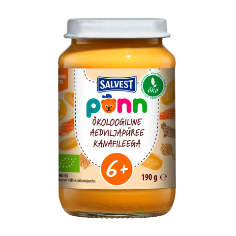 Põnn 6K Öko Aedviljapüree 190g kanafileega