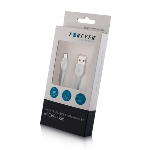 Laidas MicroUSB 1m, baltas AW21