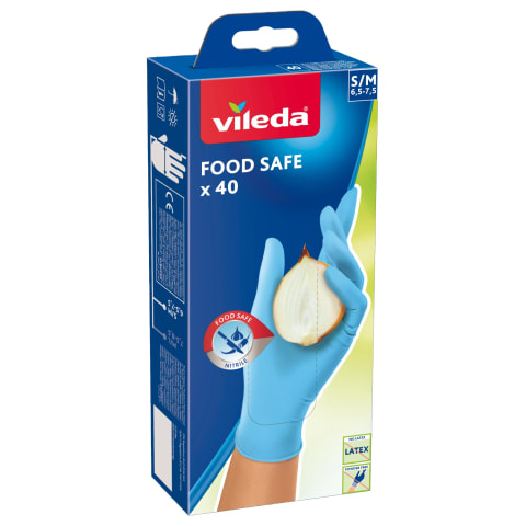 Cimdi Vileda Food Safe S/M 40gab.