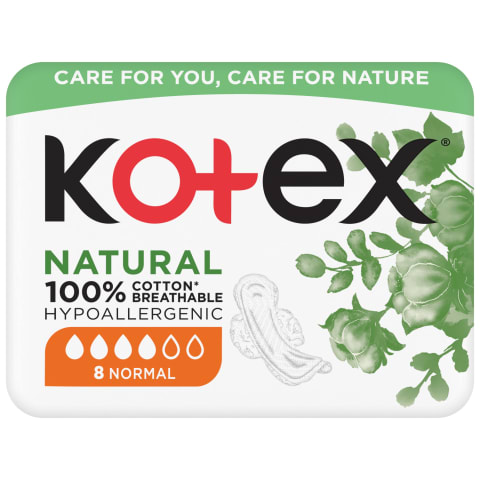 Kotex Natural 100% Cotton Normal hügieeniside 8tk