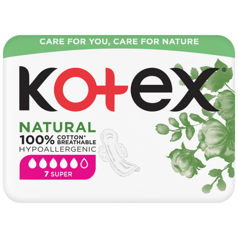 Higieniniai paketai KOTEX NATURAL SUPER, 7vnt