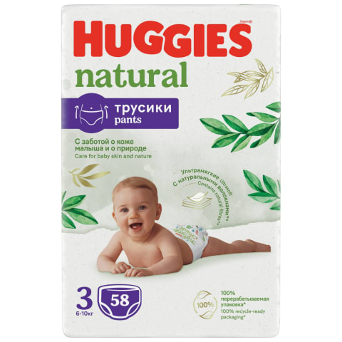 Biksītes Huggies Natural 3, 6-10kg 58gab