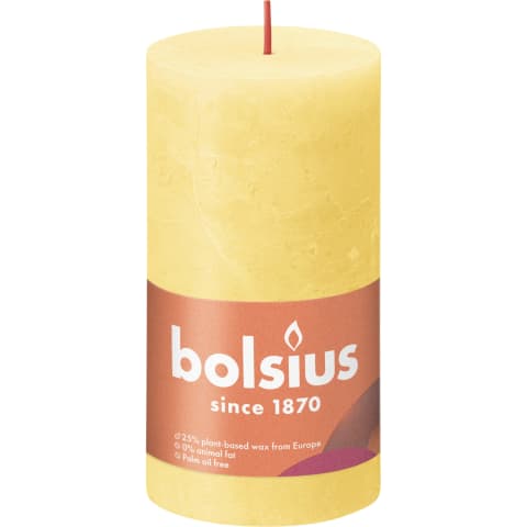 Sammasküünal Bolsius Rustic kollane, 13x7cm