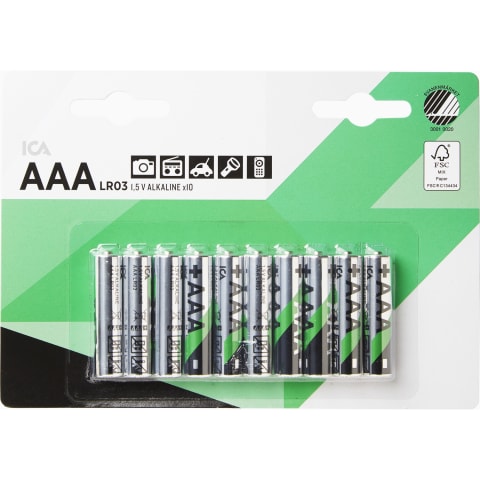 Baterijas ICA LR03 AAA 10gab