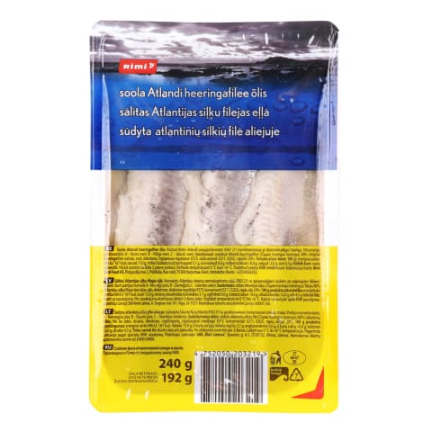 Siļķes fileja eļļā Rimi 240g/192g