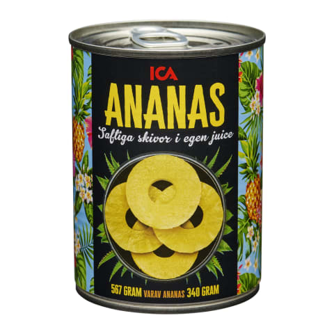 Ananasu šķēles ICA sulā 567g/340g