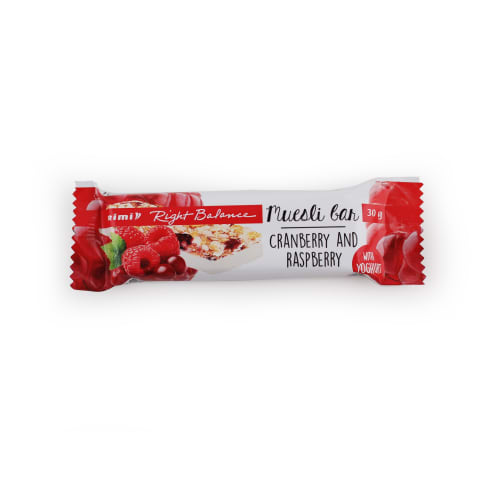 Musli batoniņš Rimi dzērv.,aveņu,jog. gl. 30g
