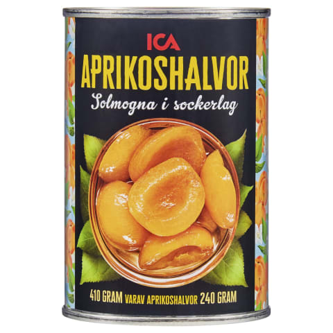 Abrikosų puselės sirupe ICA, 410g / 240g