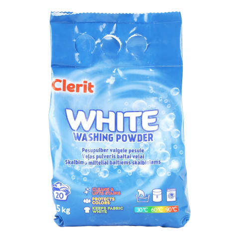 Veļas mazgājamais pulveris Clerit White 1,5kg
