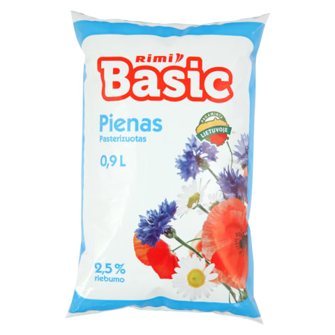 Pienas RIMI BASIC, 2,5 % rieb., 0,9 l