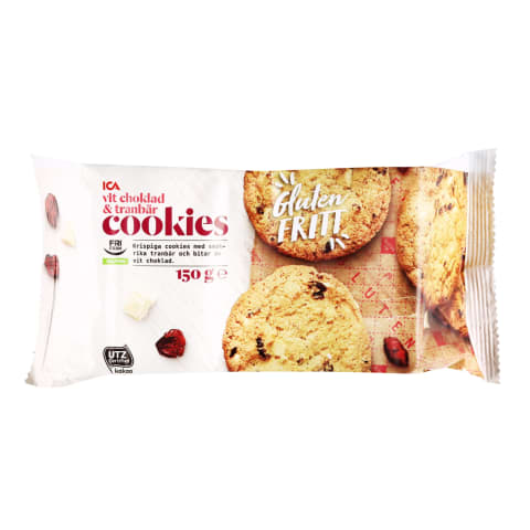Küpsised ICA valge šok.&jõhvikatega 150g