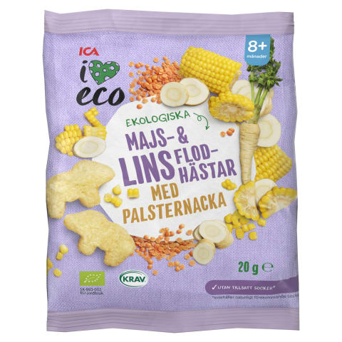 Kuk.,lēcu uzkoda ICA Eco pastin,8mēn,20g