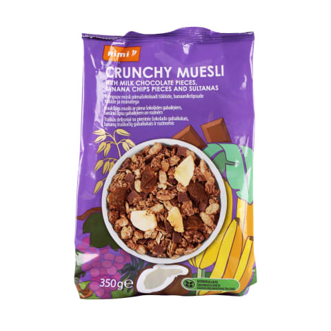 Müsli Rimi šokol.,banaan.,rosinat. 350g