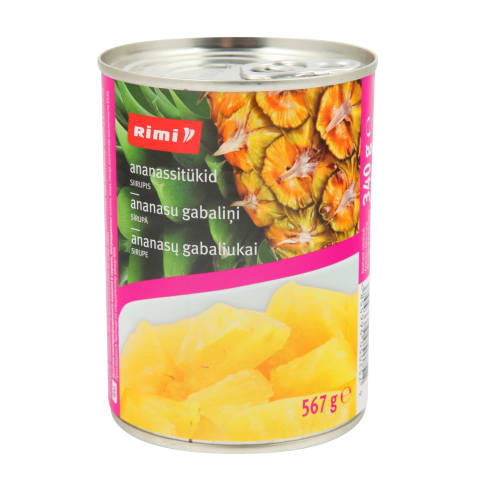 Kons. ananasų gab. sirupe RIMI, 567 g / 340 g