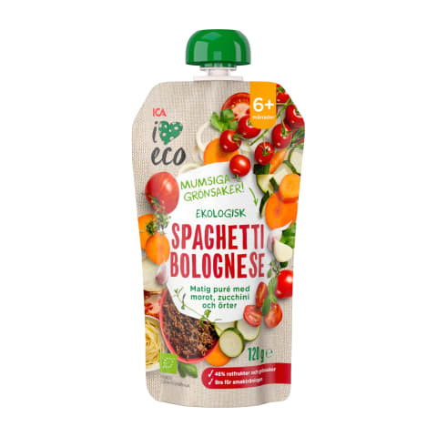 Püree Spaghetti Bolognese I Love Eco lastele alates 6 kuust 120g
