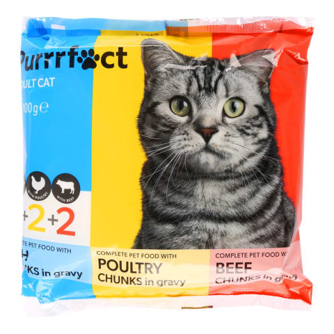 Kassisööt Purrrfect kalaga, linnulihaga, loomalihaga 6x100g