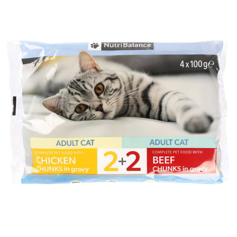 Täissööt kassidele Nutribalance kanalihaga, veiselihaga 100g