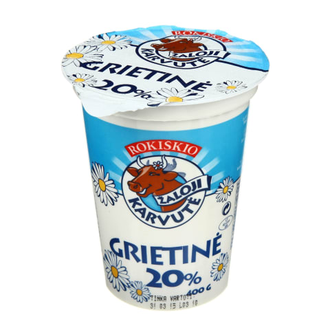 Grietinė ŽALOJI KARVUTĖ, 20 % rieb., 400 g