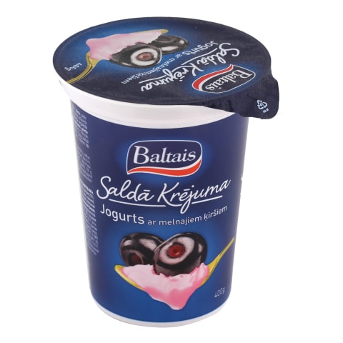 Saldā kr. jogurts Baltais ar meln. ķirš. 400g