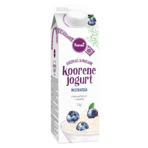 Koorene jogurt mustikatega Farmi 1kg