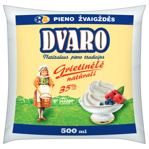 DVARO pasterizuota grietinėlė, 35 %, 0,5 l