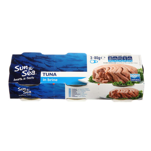 Tunų gabaliukai savo sultyse SUN&SEA, 3 x 80g