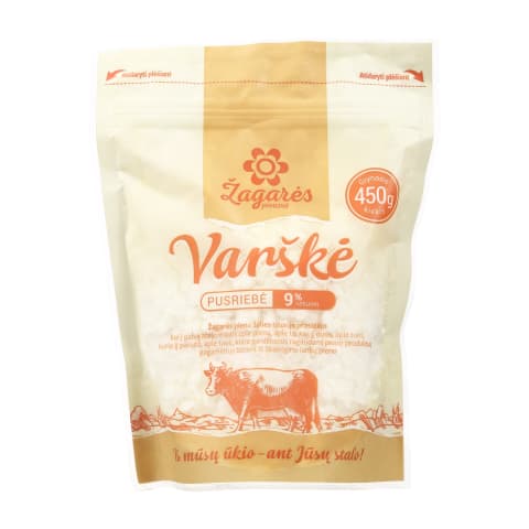 Varškė ŽAGARĖS PIENINĖ, 9 % rieb., 450 g