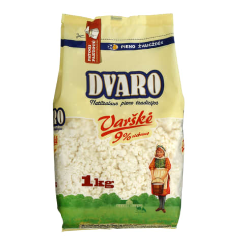 DVARO varškė, 9 % rieb., 1 kg