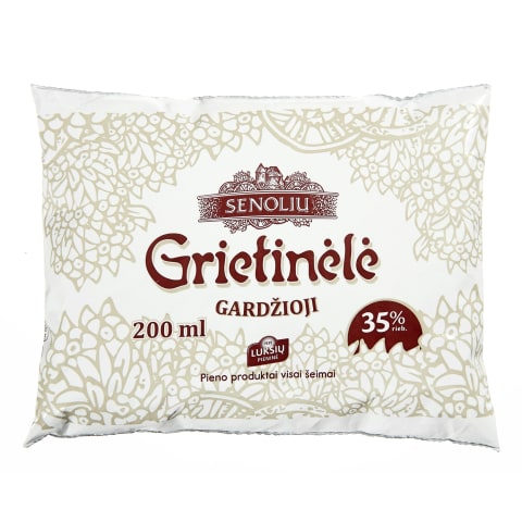 SENOLIŲ pasterizuota grietinėlė, 35 %, 200 ml