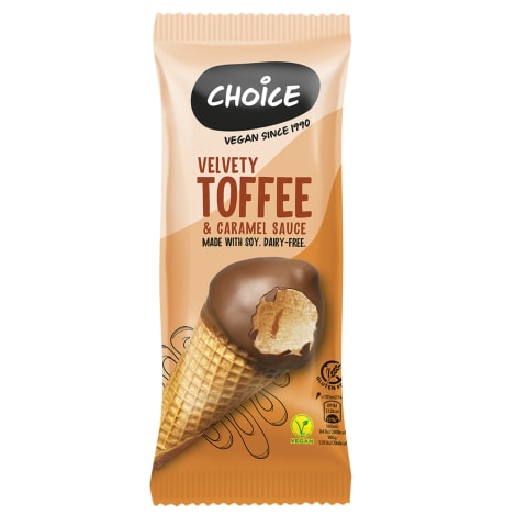 Jäätis Choice toffee koonus 150ml/100g