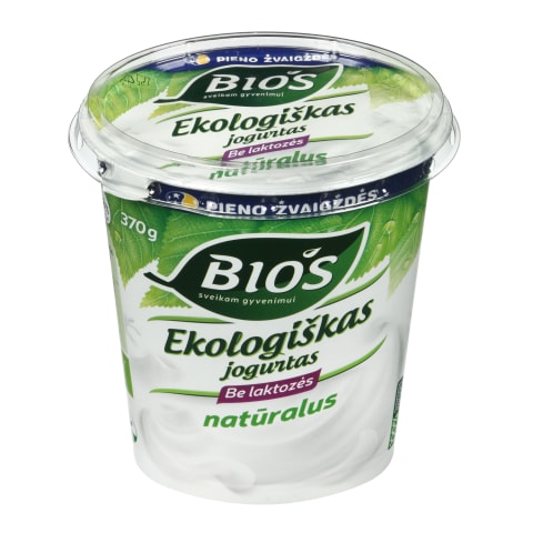 Ekol. jogurtas be laktozės BIOS, 3,8 %, 370 g