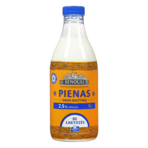 SENOLIŲ pienas be laktozės, 2,5% rieb., 1l