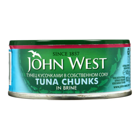 Tunų gabaliukai savo sultyse JOHN WEST, 145 g