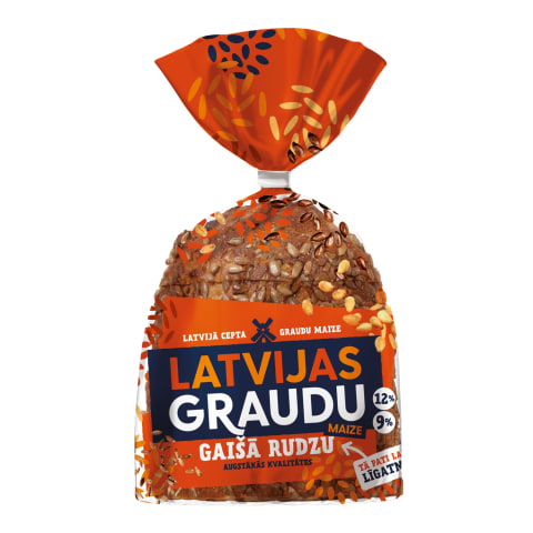 Gaišo rudzu maize ar sēklām 390g