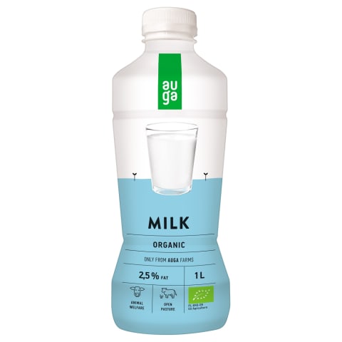 Ekologiškas pienas AUGA, 2,5 % rieb., 1 l